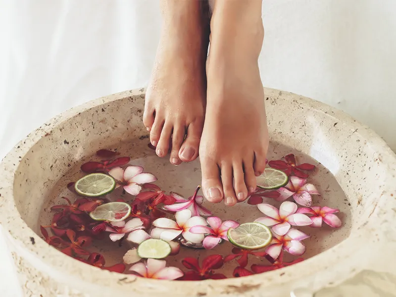 rose petal and milk foot soak